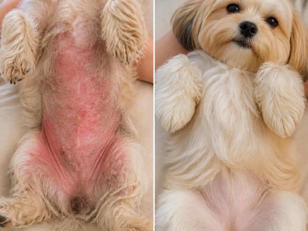 Antes e depois: pele da barriga sem vermelhidão